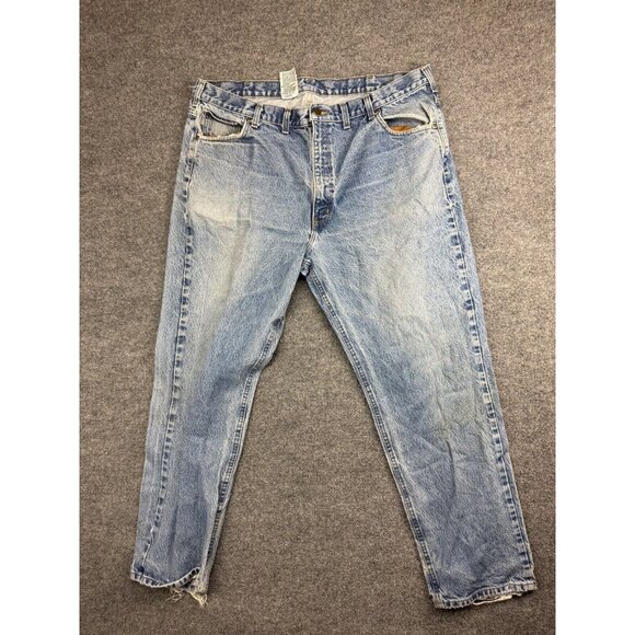 Carhartt B18DST Jeans Men's W44 x L32 Blue Denim Traditional Fit Light Wash - Picture 1 of 13